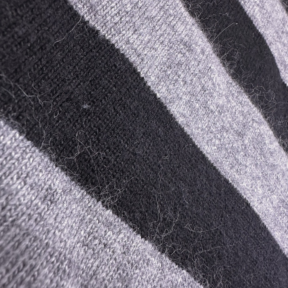Emporio Armani Wool Angora Women's Sweater XL Black Gray Striped Cozy - Picture 9 of 9